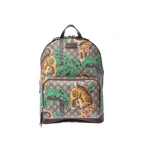 Gucci GG Supreme Backpack Bengal Beige Tan Leather